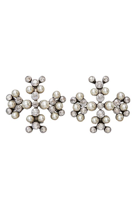 Moondance Glass Pearl & Crystal Clip-On Earrings