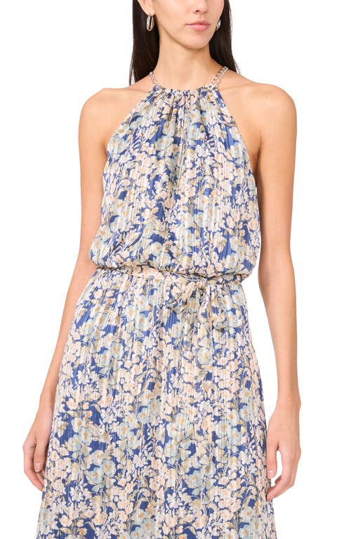 Halogenr Halogen(r) Curb Chain Detail Metallic Floral Maxi Dress In Pink Multi