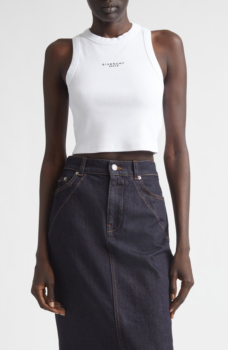 Givenchy Crop Racerback Tank, Main, color, White