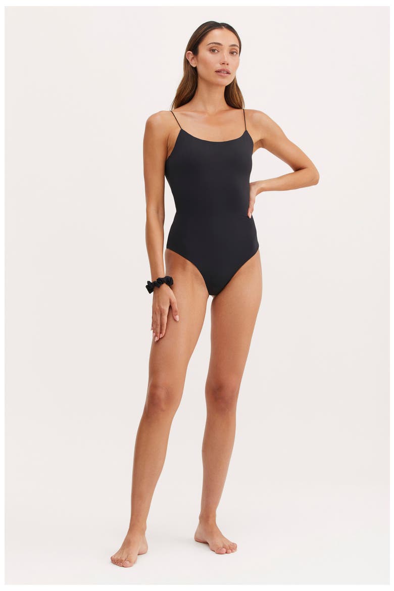 Cloe Square Neck Open U-Back One Piece, Main, color, Black