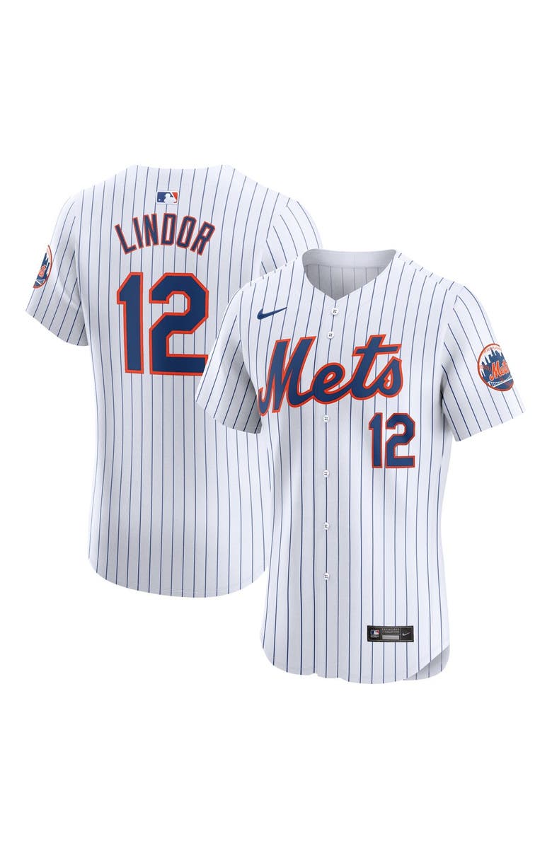 Nike Men's Nike Francisco Lindor White New York Mets Home Elite Jersey, Main, color, 