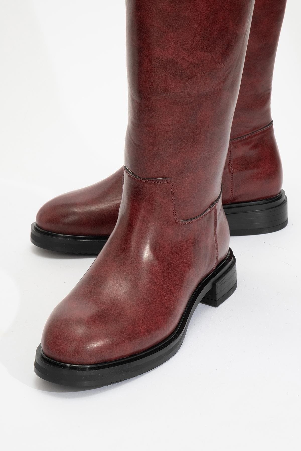 Alaska Pattern Knee High Boot, Alternate, color, Burgundy Faux Leather