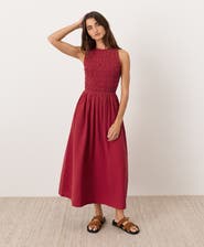 Pact Organic Cotton Coastal Double Gauze Smocked Dress