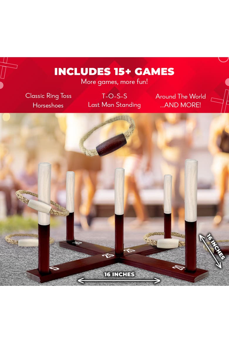Premium Rustic Ring Toss Outdoor Game, Alternate, color, Brown