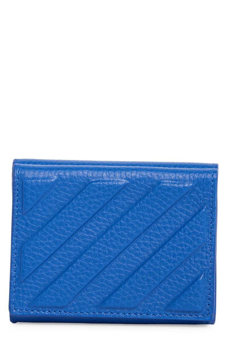 3D Diagonal Stripe Leather Wallet, Main, color, BLUE