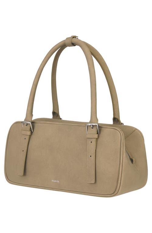 Stand Oil Faux Leather Square Bowling Bag In Brown