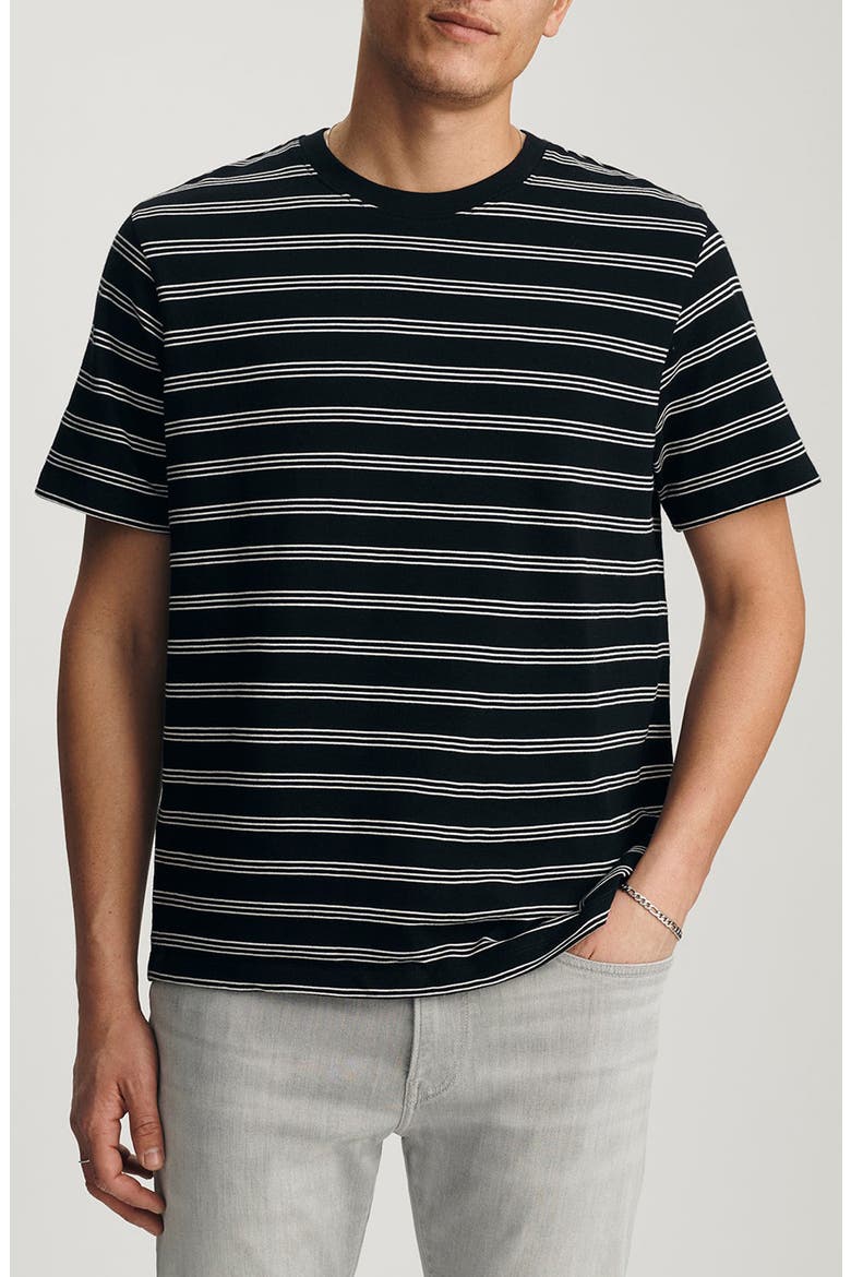 Regular Fit Stripe Cotton T-Shirt, Main, color, BLACK