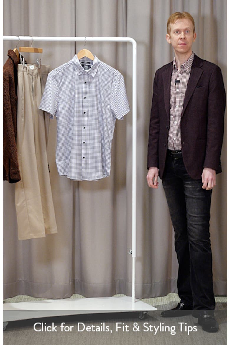 Slim Fit Shaded Square Short Sleeve Performance Button-Up Shirt video