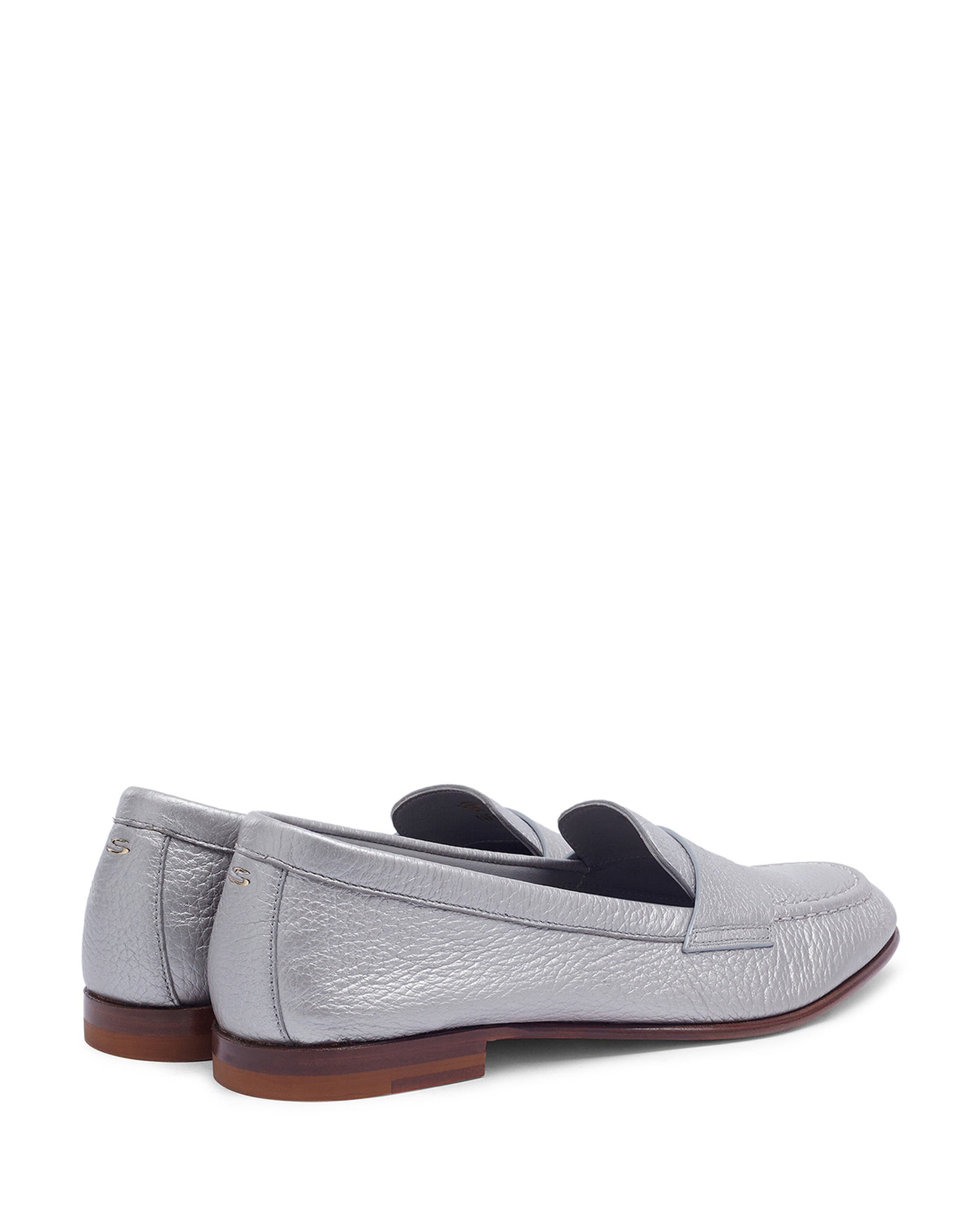 Women's Tumbled Leather Penny Loafer, Alternate, color, Silver