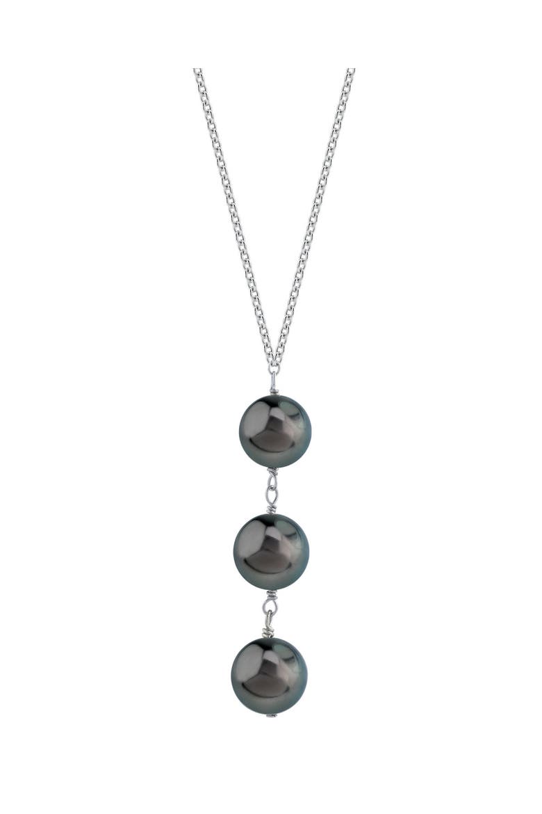 Tahitian South Sea Pearl Triple Drop Pearl Pendant, Main, color, White Gold Chain