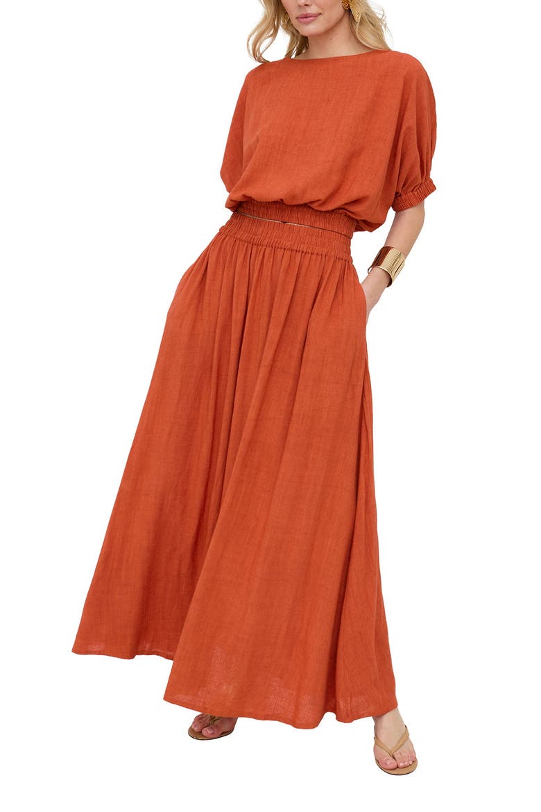 Sesame Elasticated Waist Maxi Skirt, Alternate, color, Orange
