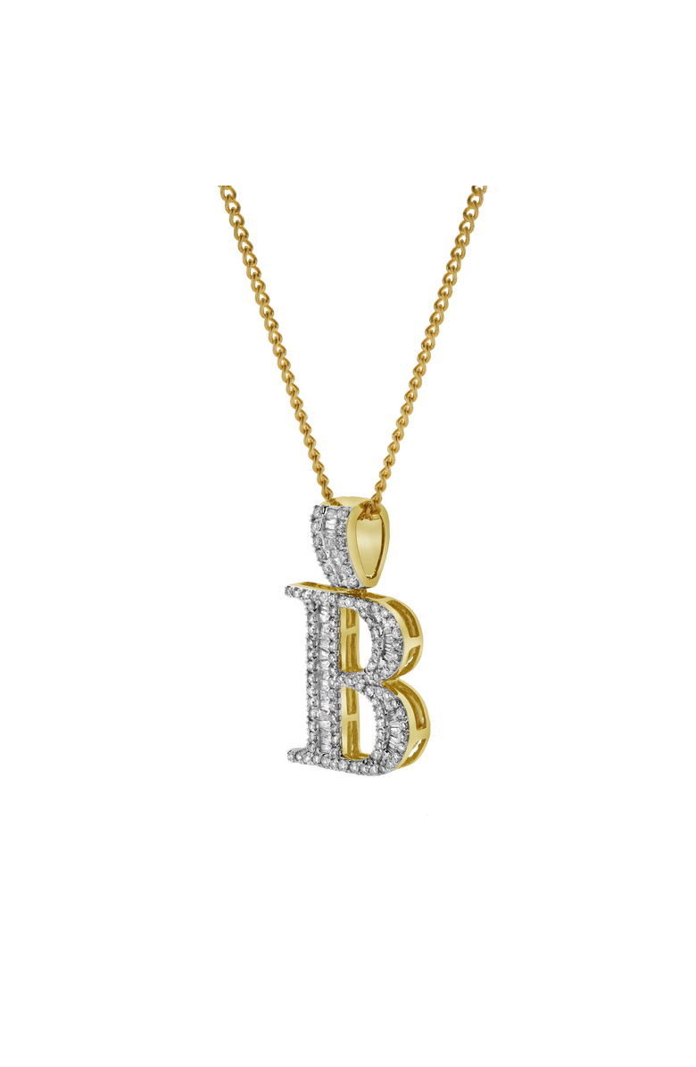 LuvMyJewelry B Initial Diamond Pendant 10K Yellow Gold - 0.75 Carats, Alternate, color, 10K Yellow Gold -