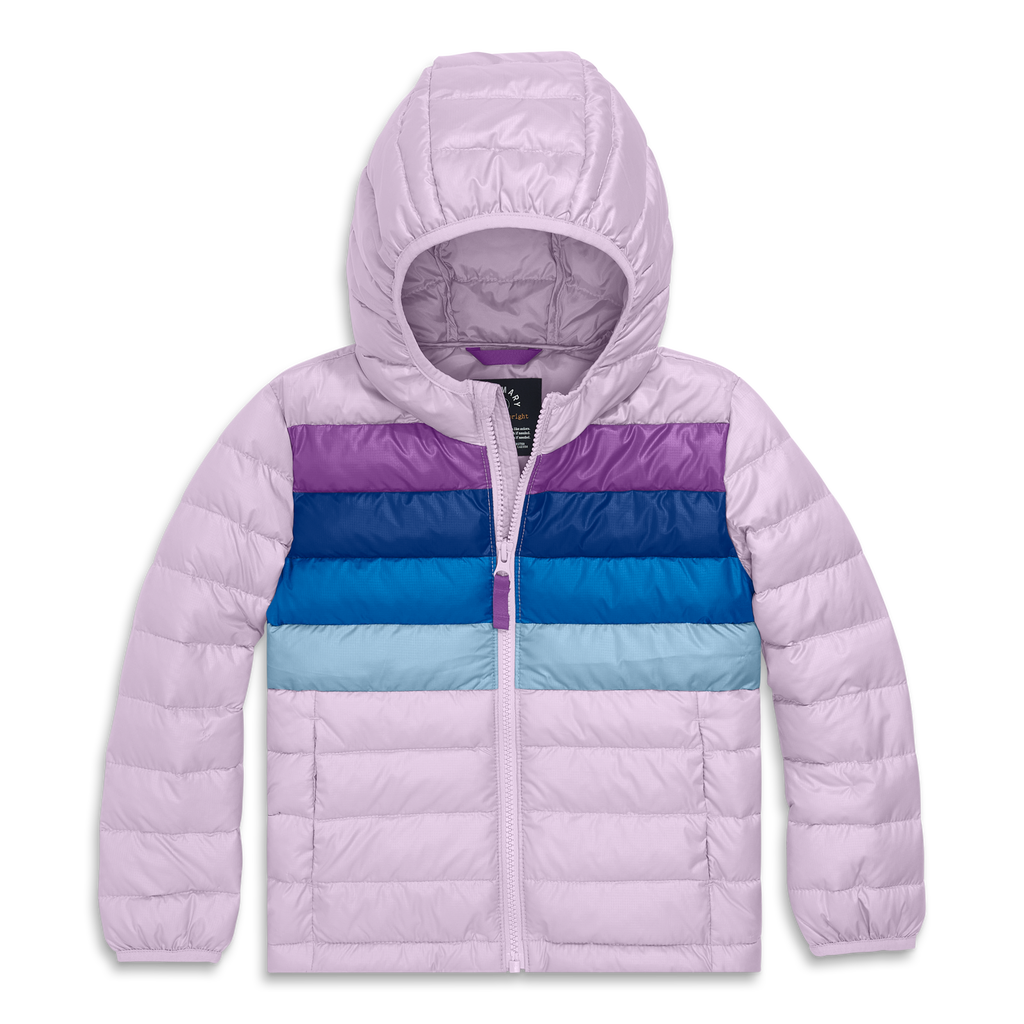 Primary Kids Puffer Jacket In Rainbow Stripe In Pink