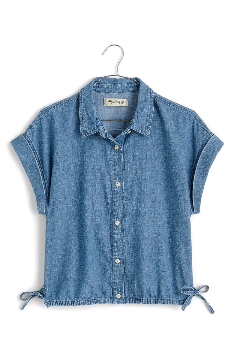 Madewell Denim Side Tie Shirt, Alternate, color, Aurea Wash