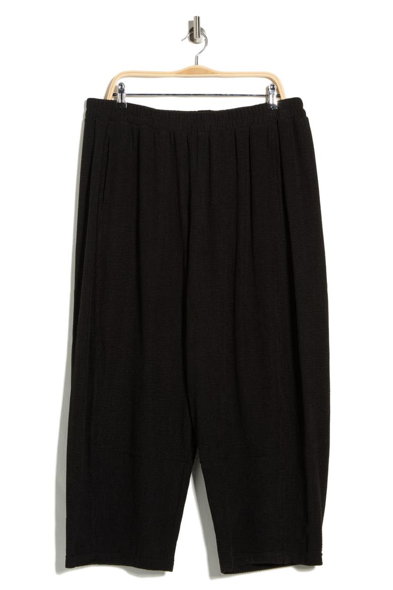 Corduroy Knit Crop Barrel Leg Pants, Alternate, color, BLACK