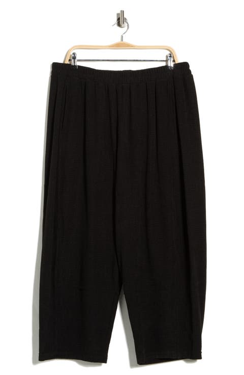Corduroy Knit Crop Barrel Leg Pants (Plus)