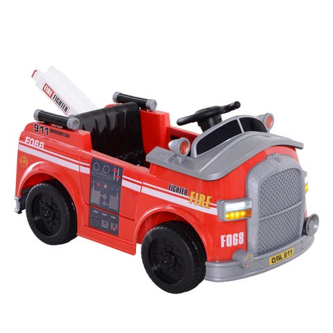 6V Ride-On Fire Truck with Remote Control, Music, Lights