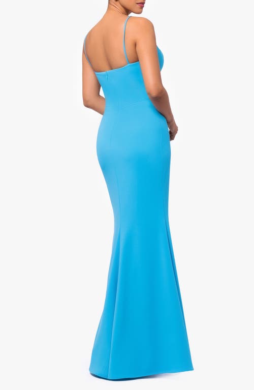 Xscape Evenings Scuba Crepe Mermaid Gown In Dark Aqua