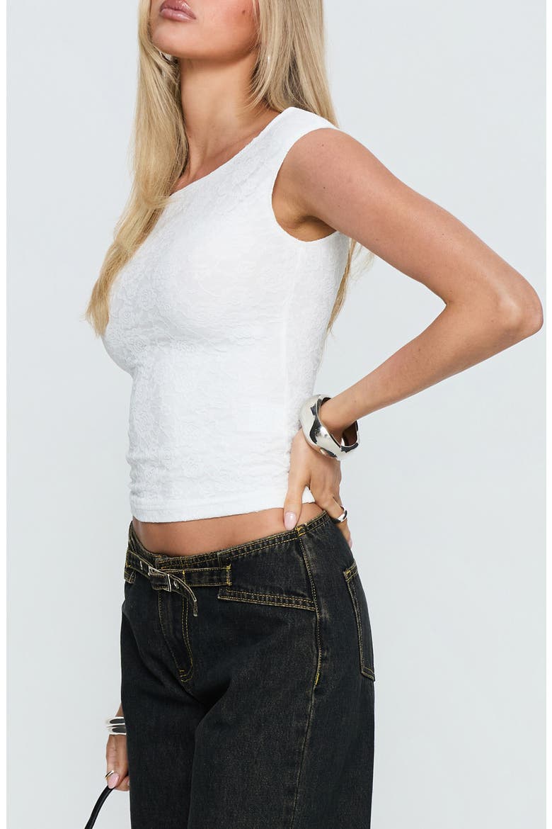 Cheirosa Lace Off the Shoulder Crop Top, Alternate, color, WHITE
