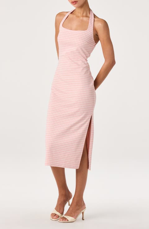 Alice Gingham Halter Neck Midi Dress