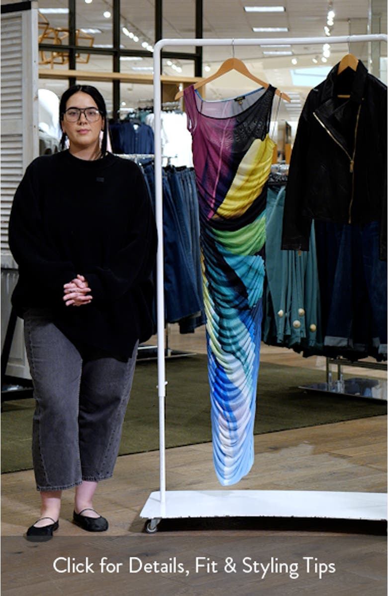 Biona One-Shoulder Ruched Mesh Maxi Dress, sales video thumbnail