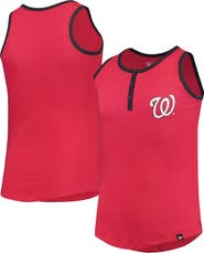 New Era Girls Youth New Era Red Washington Nationals Henley Tank Top