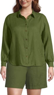 Lands' End Linen Long Sleeve Feminine Shirt