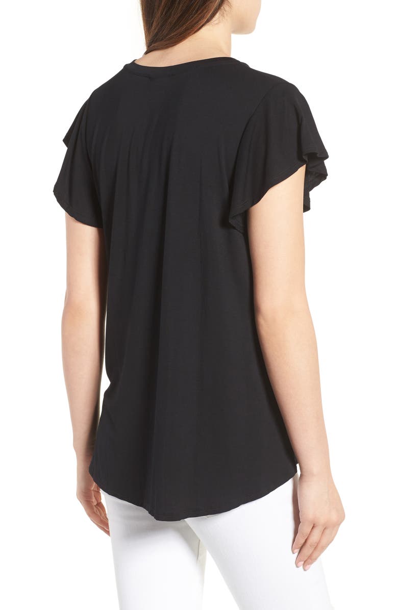 Bobeau Flutter Sleeve Tee, Alternate, color, 