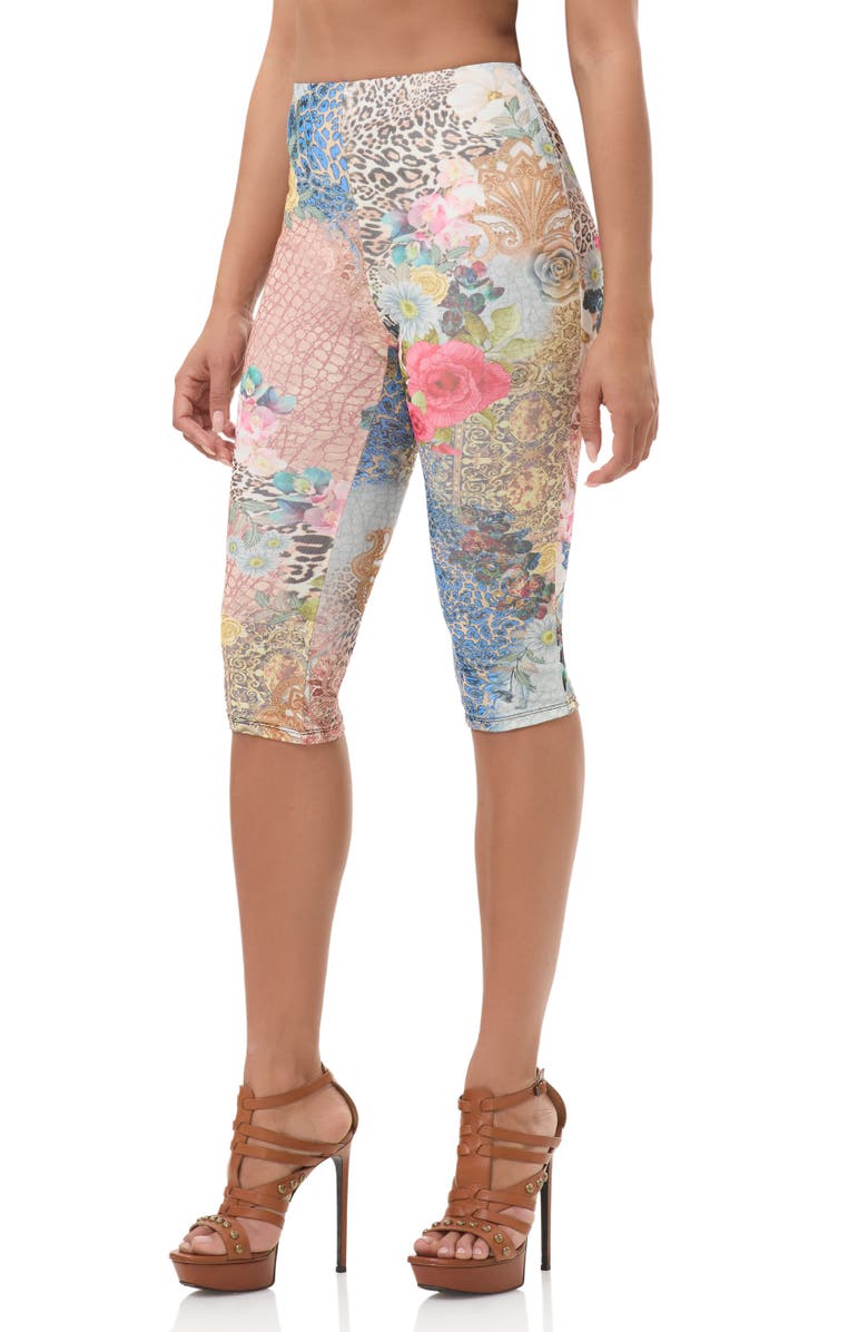 AFRM Gianna Mixed Print Capri Leggings, Alternate, color, Iris Patchwork
