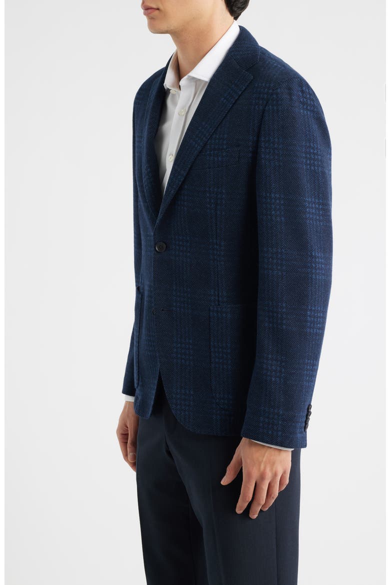 Hanry Slim Fit Plaid Knit Cotton Blend Sport Coat, Alternate, color, DK BU