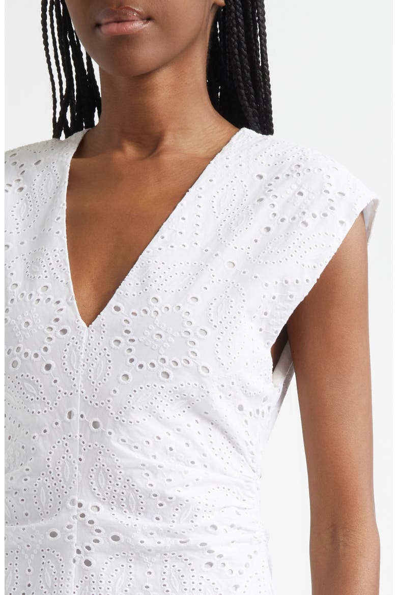 Aven Cotton Eyelet Handkerchief Hem Dress, Alternate, color, WHITE