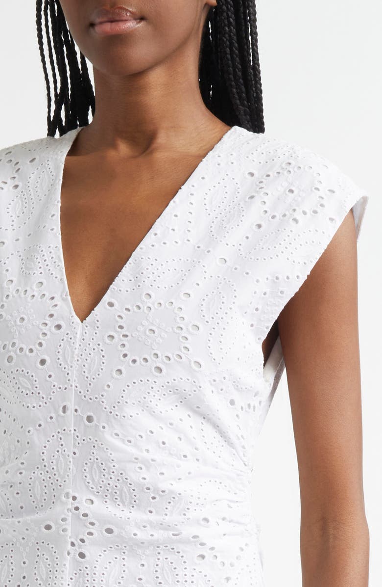 Veronica Beard Aven Cotton Eyelet Handkerchief Hem Dress, Alternate, color, White