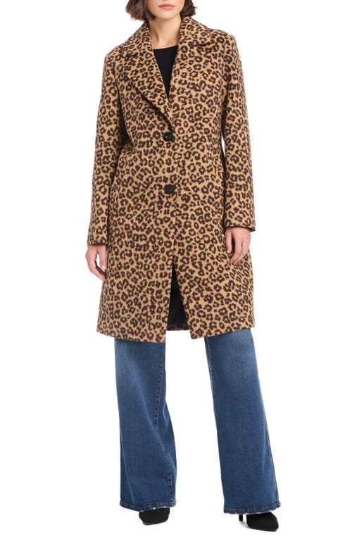 Vince Camuto Leopard Print Coat In Brown