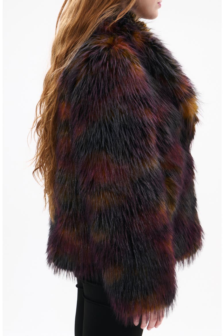 Remme Faux Fur Coat, Alternate, color, BURGUNDY MULTI