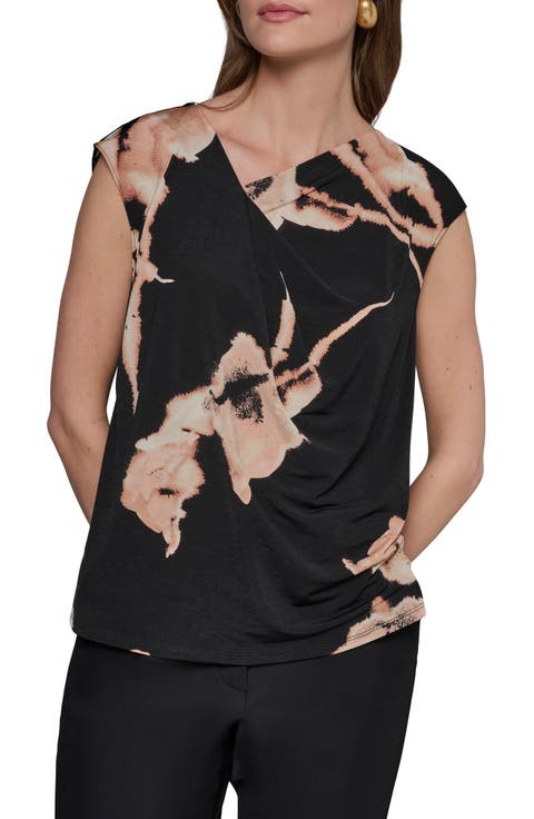 Floral Asymmetric Neck Top
