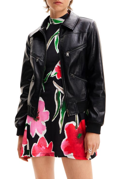 Faux Leather Textured Biker Jacket | M&S Collection | M&S