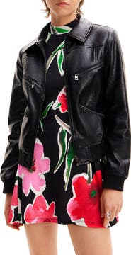 Desigual Retro Faux Leather Biker Jacket