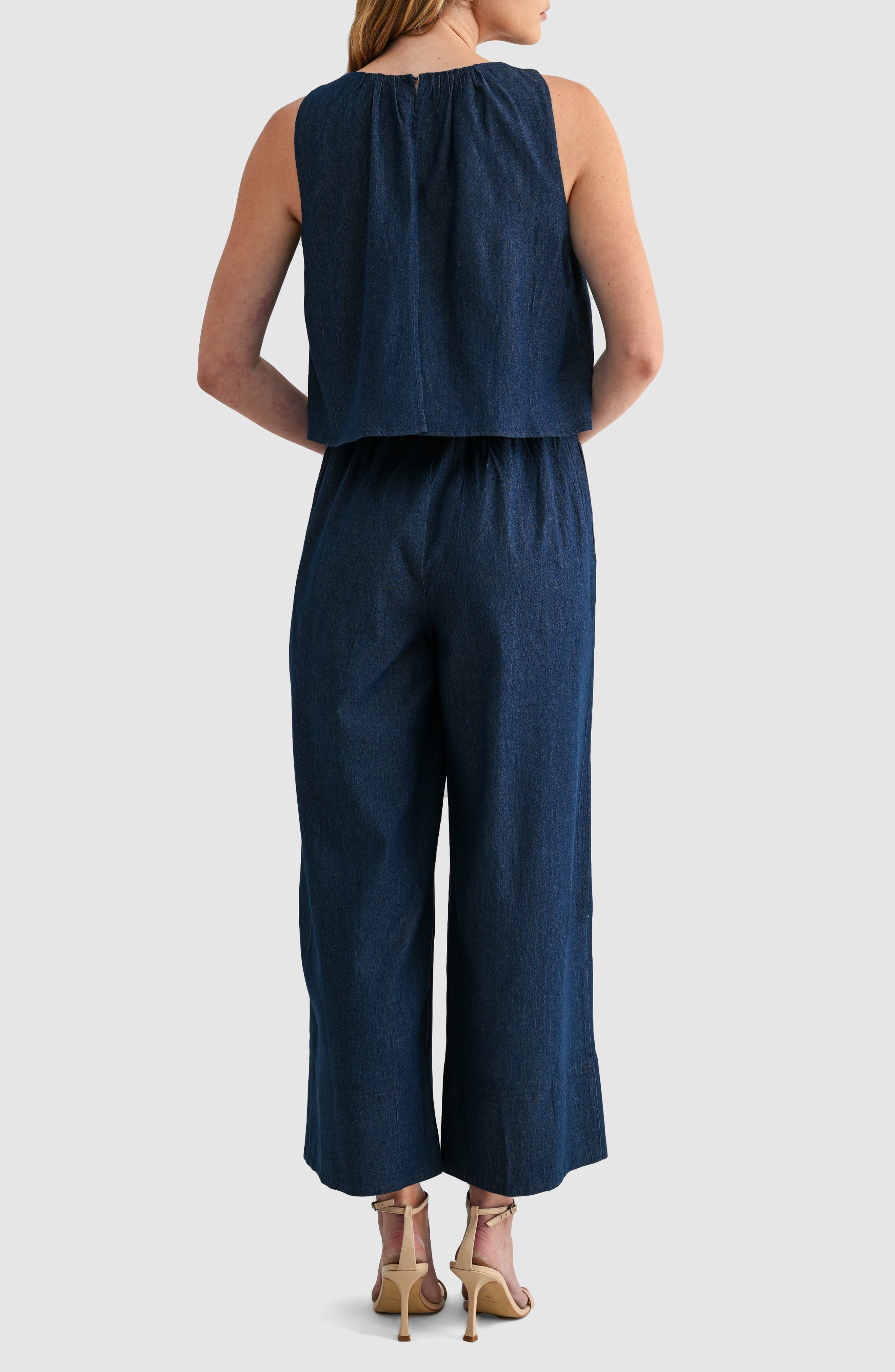 Sleeveless Popover Denim Jumpsuit - image 2