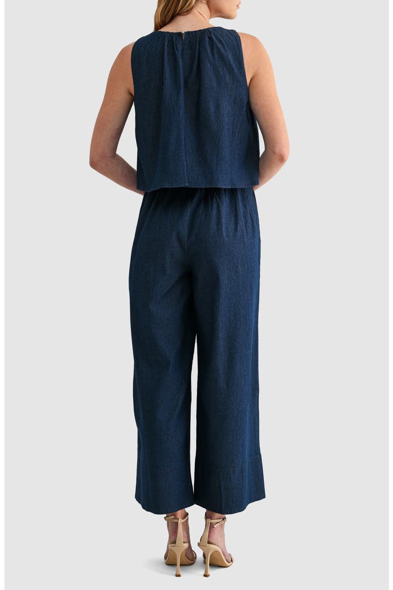 Sleeveless Popover Denim Jumpsuit, Alternate, color, DARK DENIM