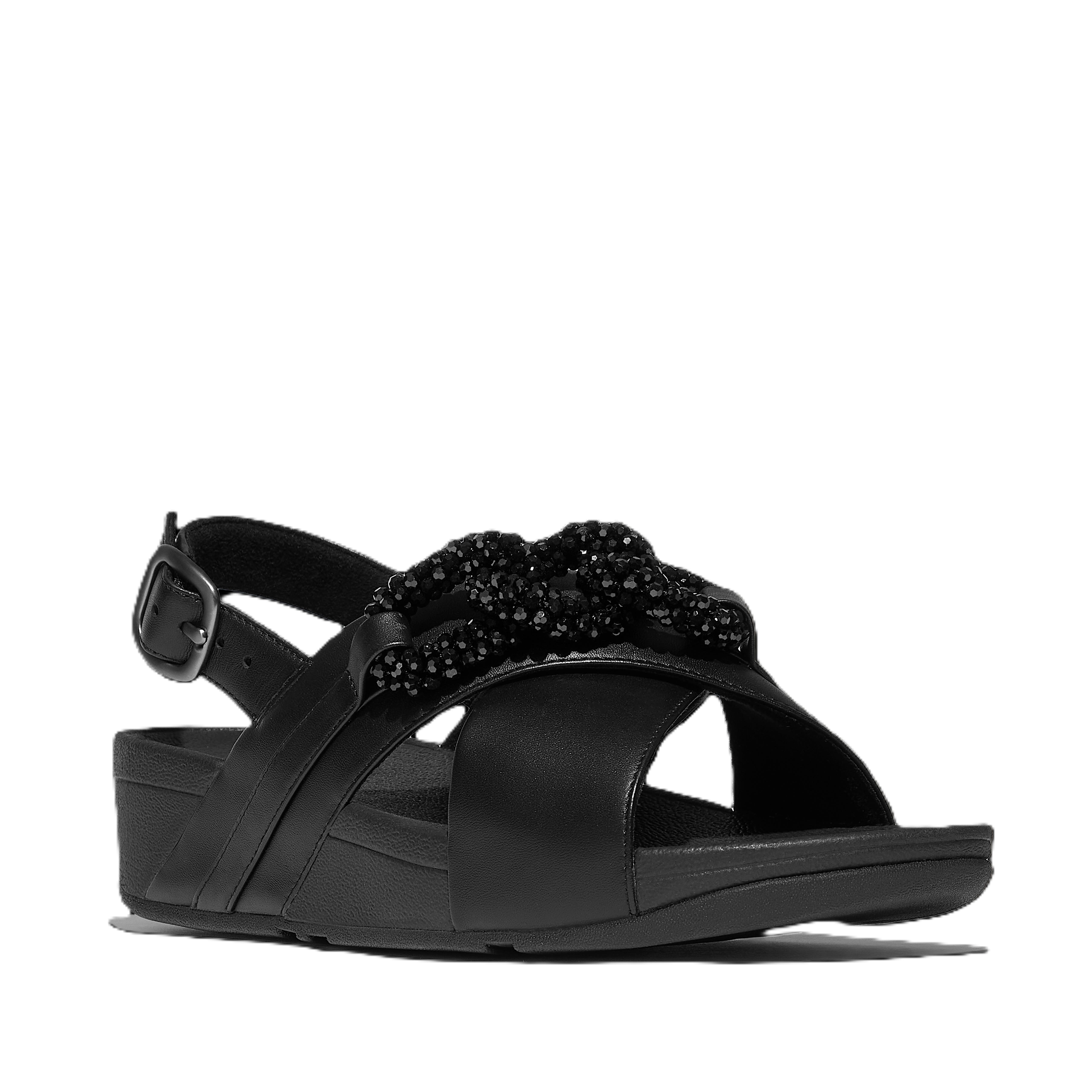 FitFlop Lulu Beaded Chain Back Strap Sandals, Main, color, Black