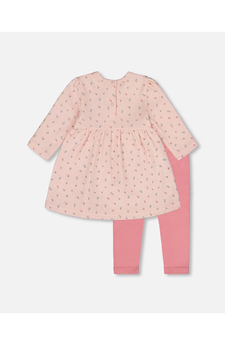 Deux par Deux Organic Cotton Dress and Leggings Set, Alternate, color, Pink Mini Floral