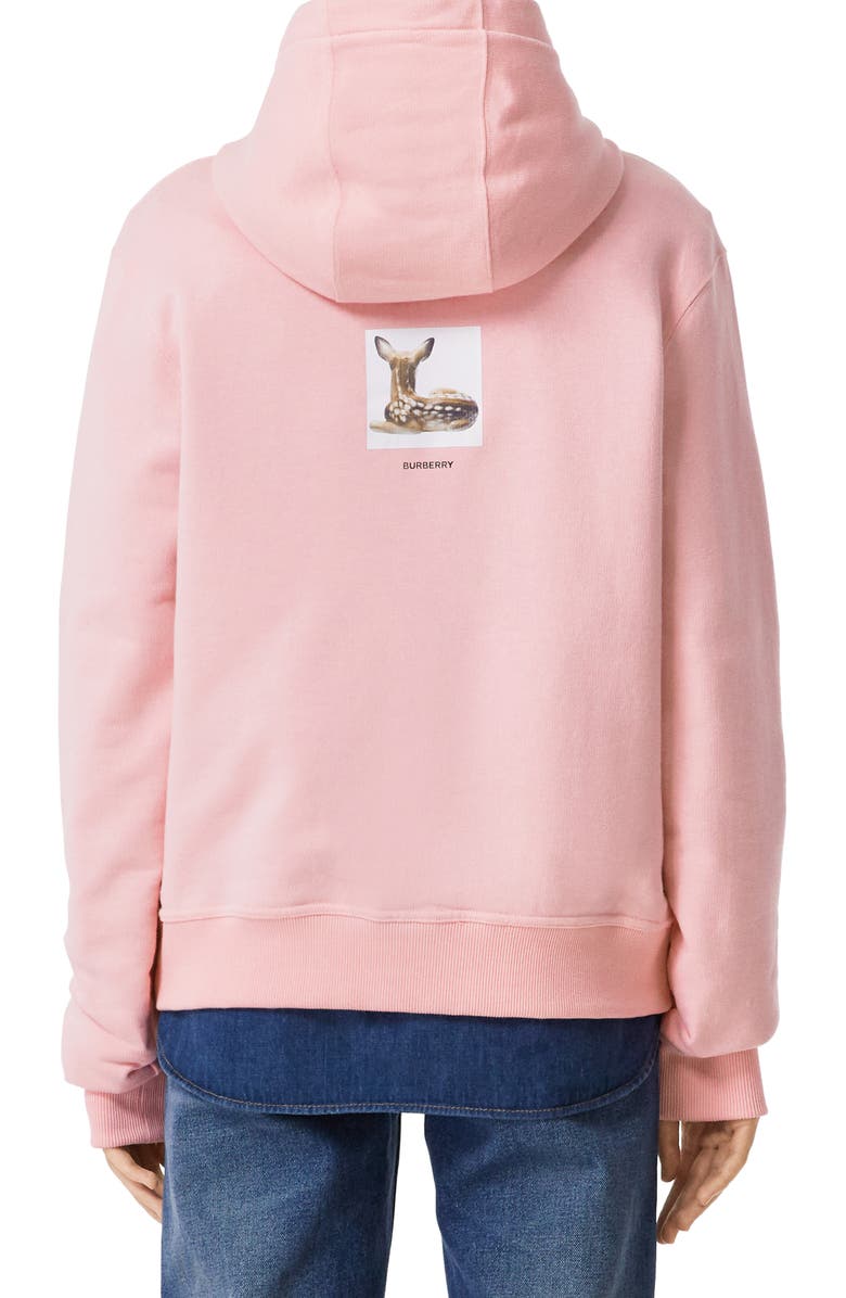 Burberry Deer Print Oversize Cotton Hoodie, Alternate, color,