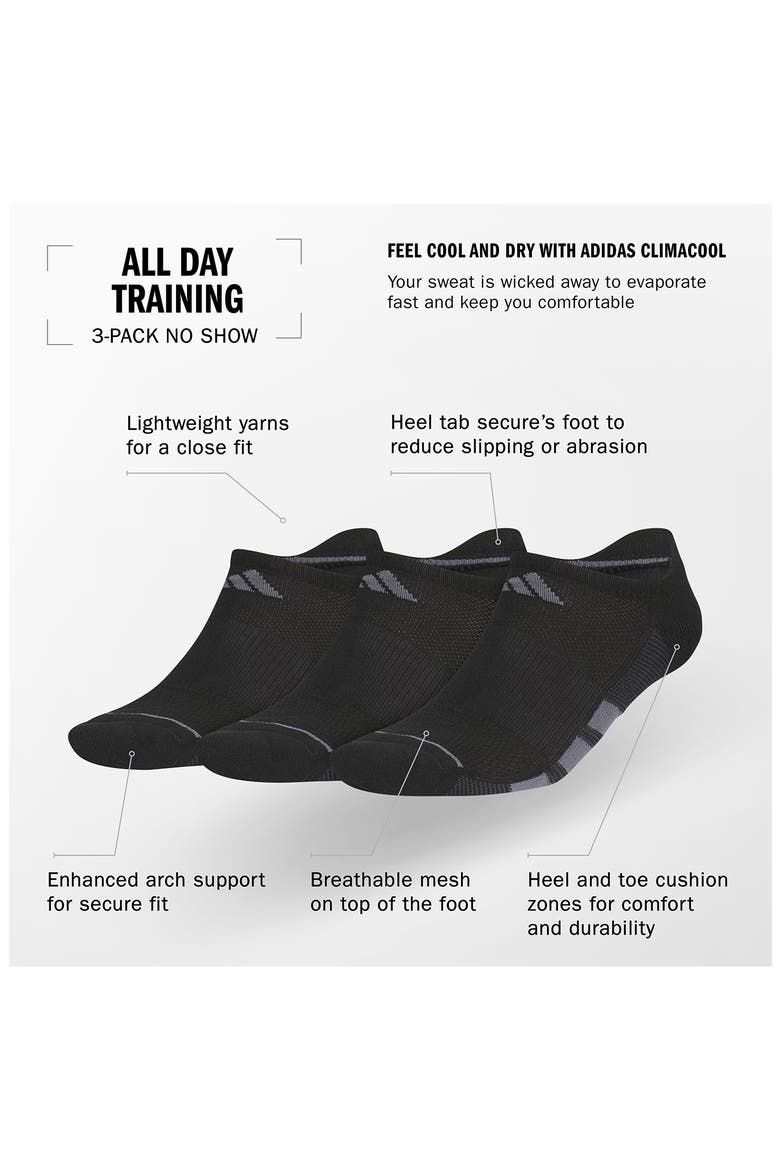 Superlite All Day 3-Pack AEROREADY No Show Socks, Alternate, color, WHITE/ BLACK/ CLEAR GREY