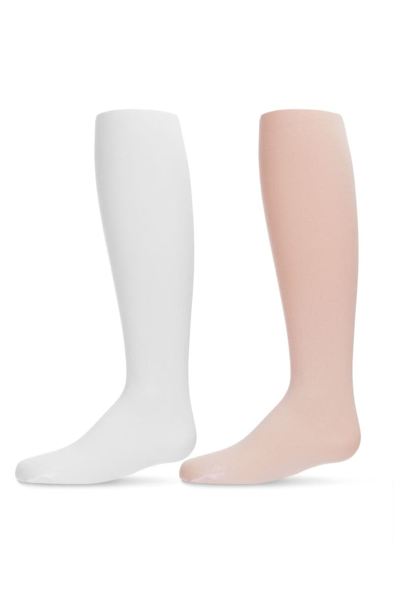 Microfiber Tights Solid Color 2-Pack, Main, color, Pink-White