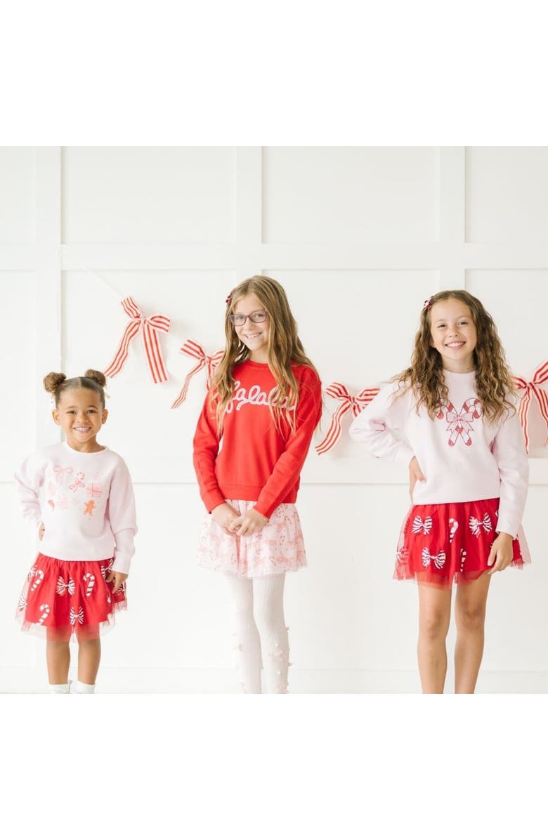 Sweet Wink Candy Cane Bow Printed Christmas Tutu, Alternate, color, Pink