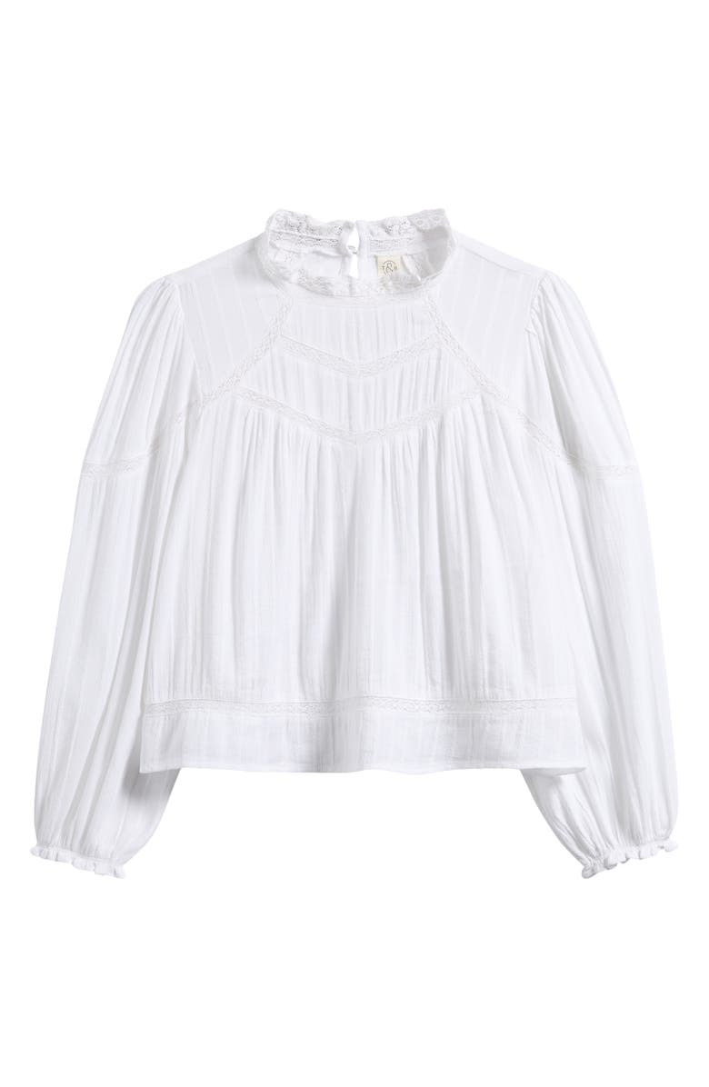 Treasure & Bond Kids' Lace Inset Cotton Blend Top, Main, color, White