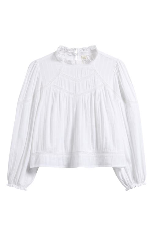 Treasure & Bond Kids' Lace Inset Cotton Blend Top In White