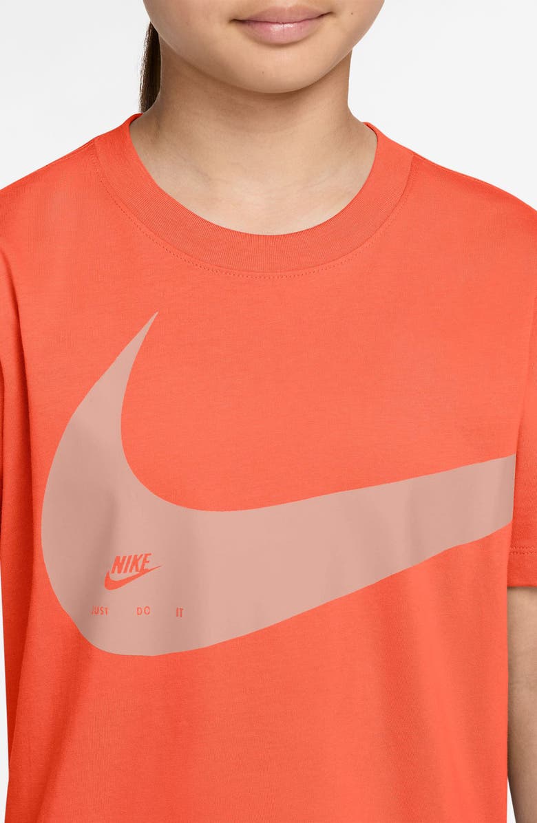 Nike Kids' Sportswear Club Energy Cotton Graphic T-Shirt, Alternate, color, Turf Orange