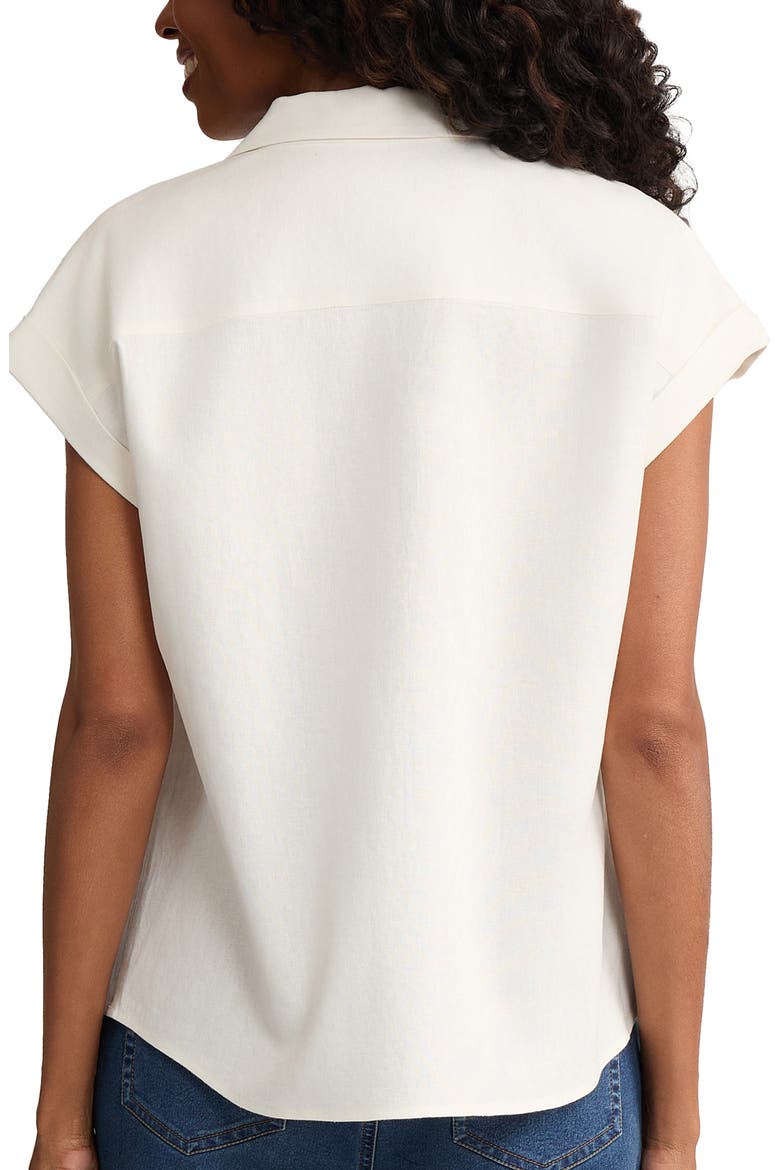Lace Detail Linen Blend Button-Up Shirt, Alternate, color, NATURAL WHITE