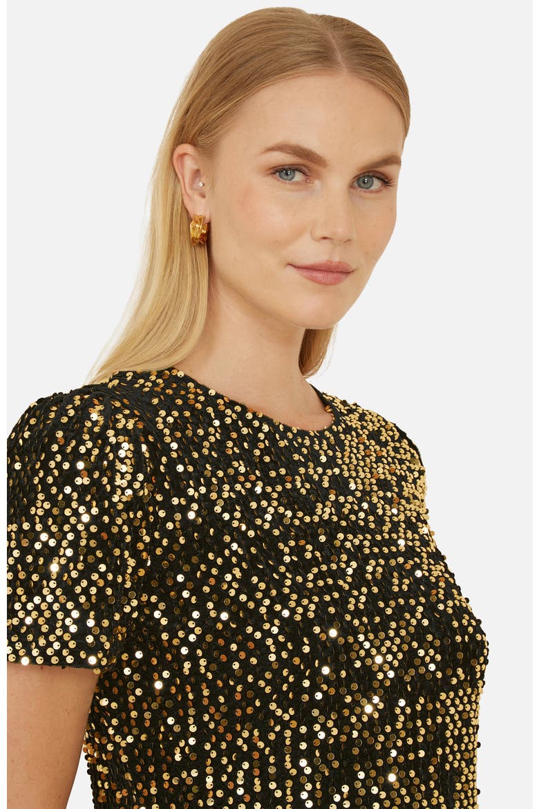 Sequin Tunic Mini Dress, Alternate, color, Gold